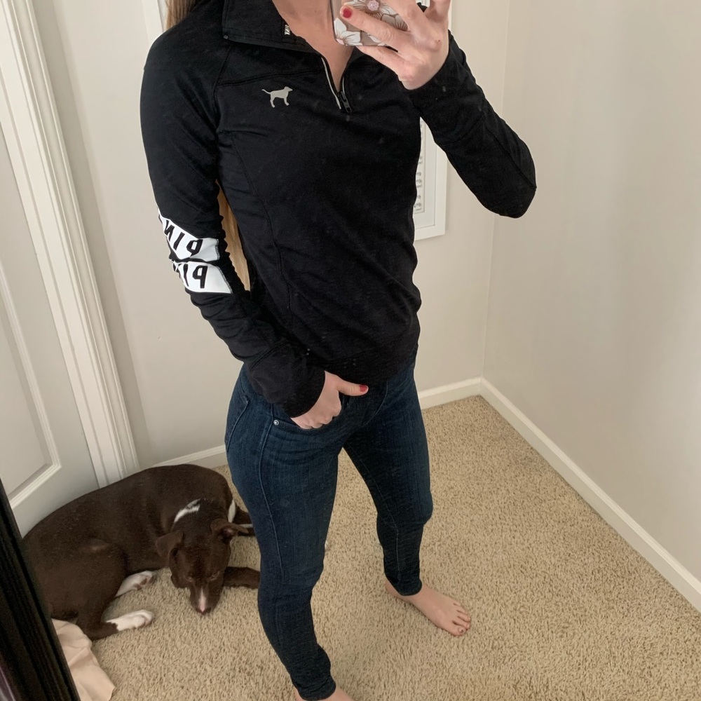 Pink black athletic quarter zip